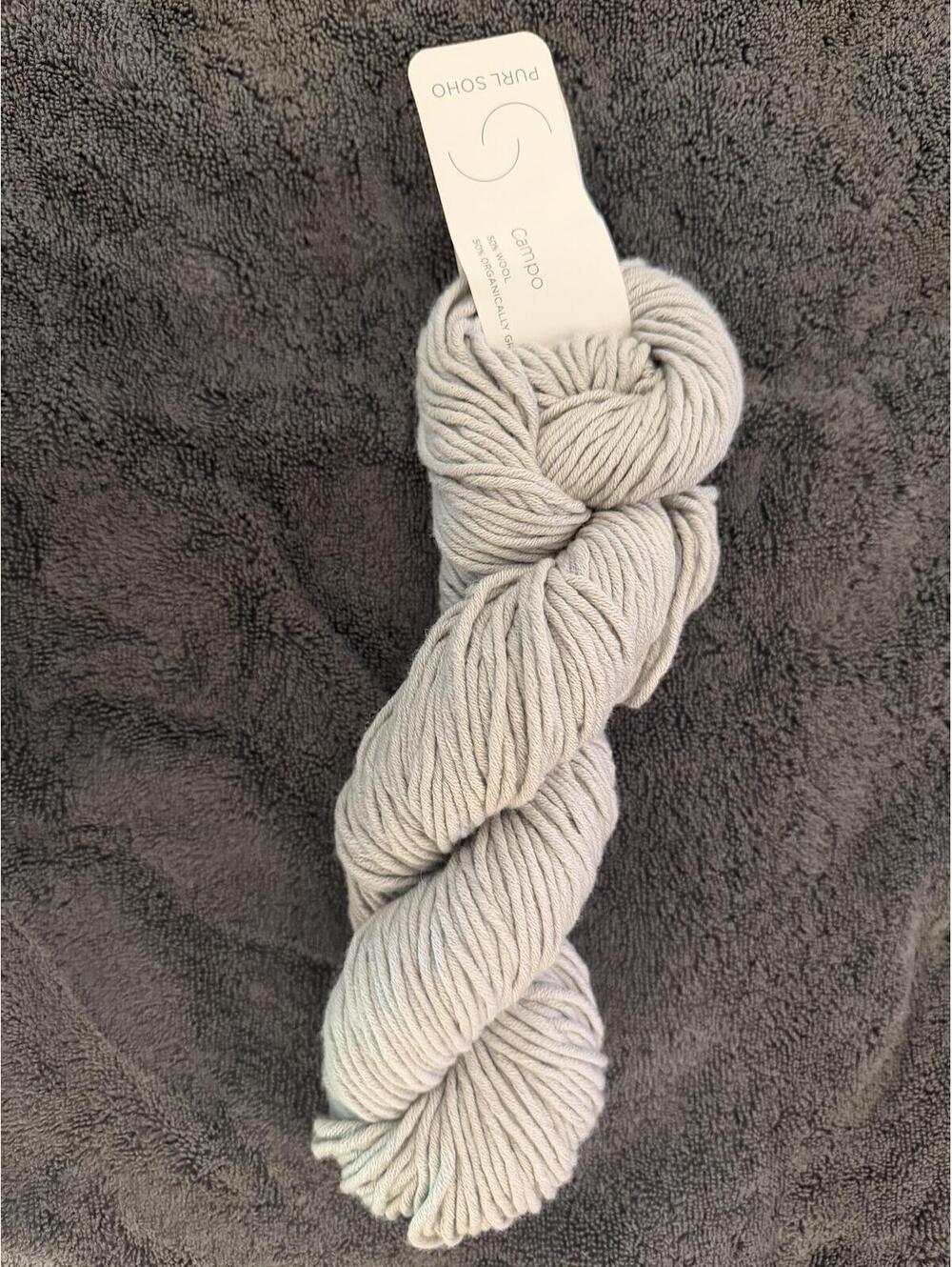 Purl Soho Dolomite Gray Yarn 50% cotton, 50% wool, 120 Yards 100 Grams